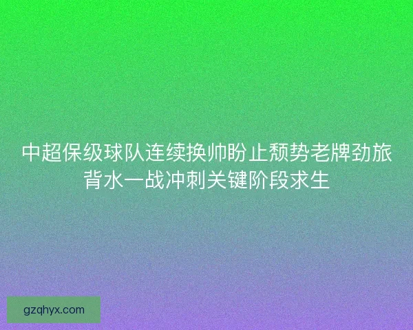 中超保级球队连续换帅盼止颓势老牌劲旅背水一战冲刺关键阶段求生